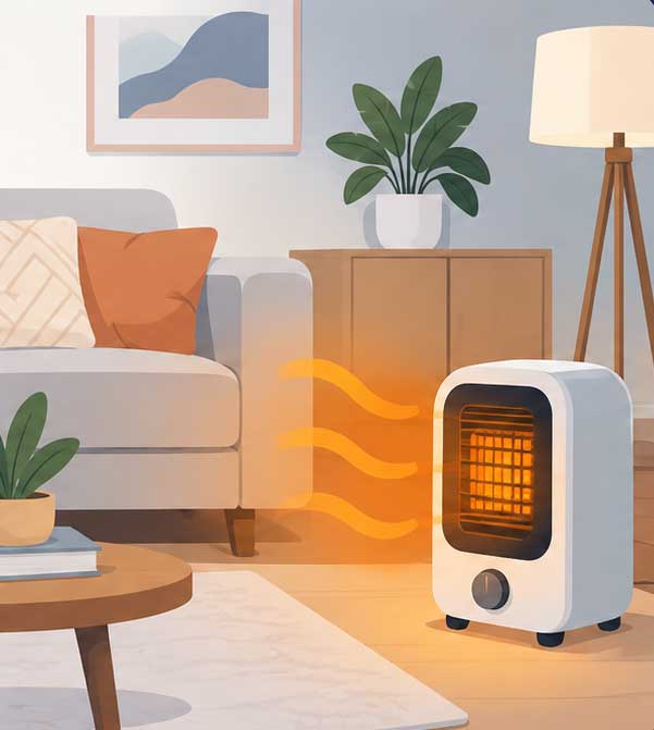 calefacción portátil esta calentado en un espacio de sala moderna