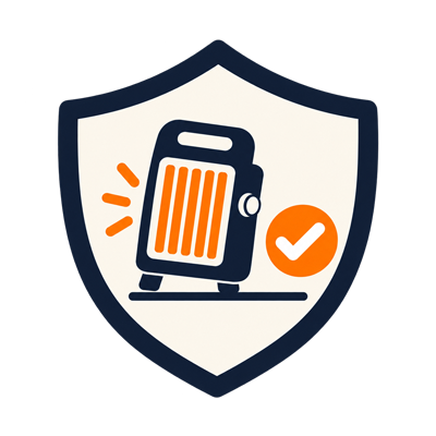 Escudo con calentador y símbolo de verificación de seguridad