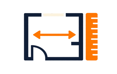 Plano y regla para comprobar la superficie recomendada