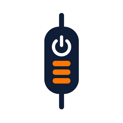 Control eléctrico con botón de encendido y tres indicadores de calor.